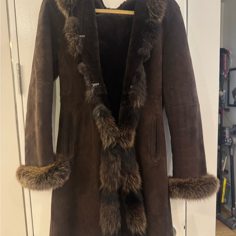Vintage Brown Fur-Trimmed coat